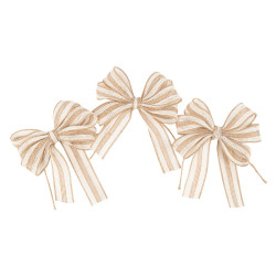 3 Nœuds Rayés Jute Beige et Crème 13x11c