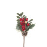 Branche 14cm Feuillages Baies et Pommes