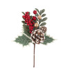 Branche 17cm Feuillages Baies et Pommes