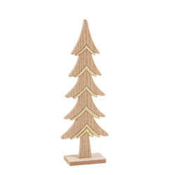 Grand Sapin Bois et Paillettes Or 31x10,