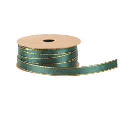 Ruban Tradi Satin Vert et Liseré Or 1cm