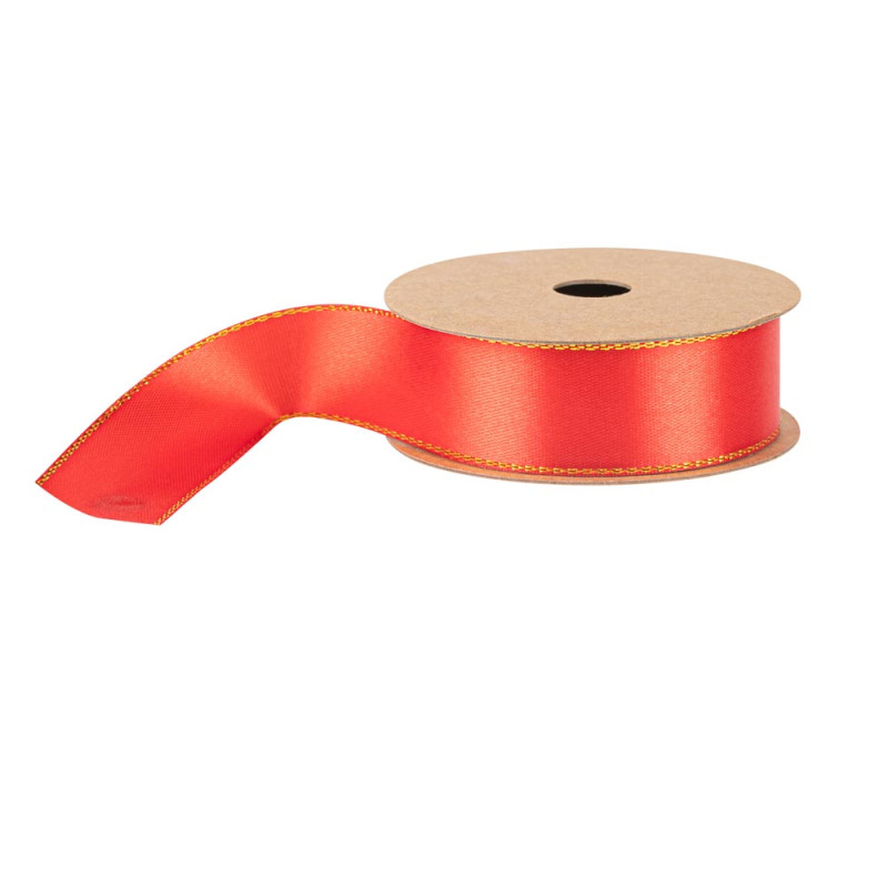 Ruban Tradi Satin Rouge et Liseré Or 2,