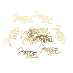 10 Confettis "Joyeux Noël" en Bois Or 6x