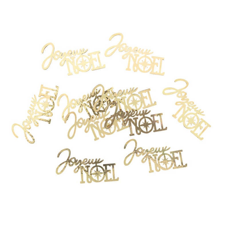 10 Confettis "Joyeux Noël" en Bois Or 6x