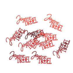 10 Confettis "Joyeux Noël" en Bois Rouge