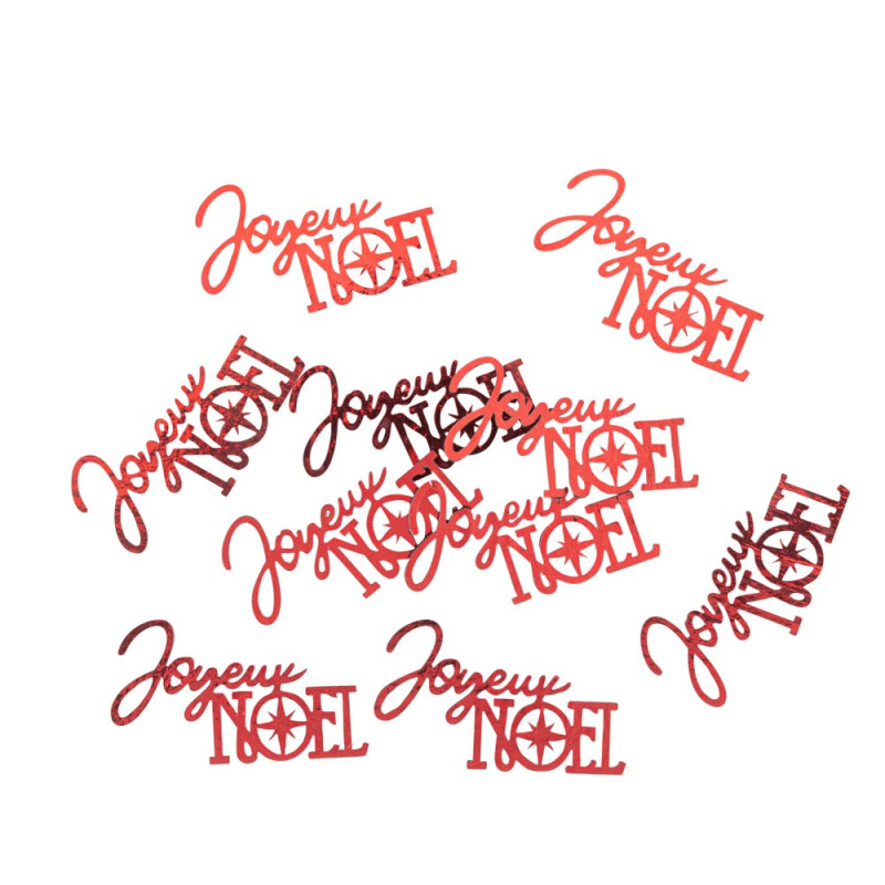 10 Confettis "Joyeux Noël" en Bois Rouge