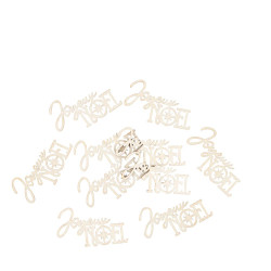 10 Confettis "Joyeux Noël" en Bois 6x3,5