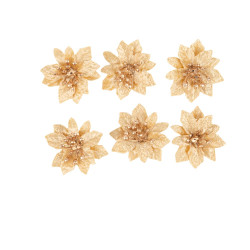 6 Fleurs de Ponsettia Velours Or Ø4,5cm