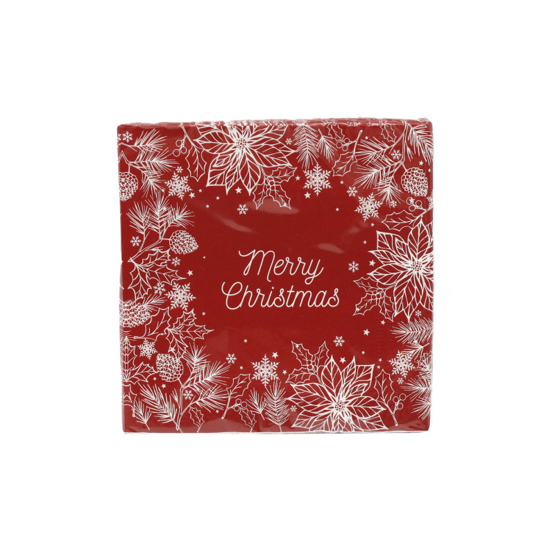 Serviettes x20 "Merry Christmas" rouge