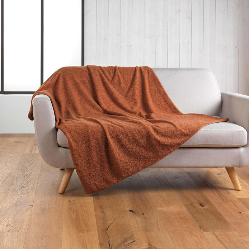 PLAID WOOLY TERRACOTTA 180x220CM BOUCLET