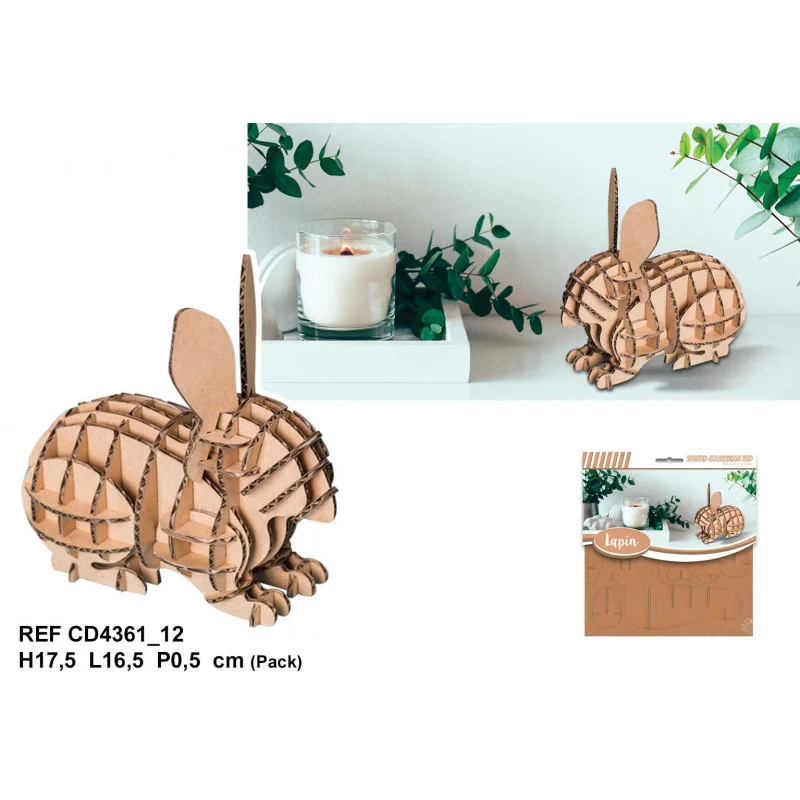 Maquette Carton Trophée Lapin - Déco Créative à Monter Soi-même - 23,5x50x22cm
