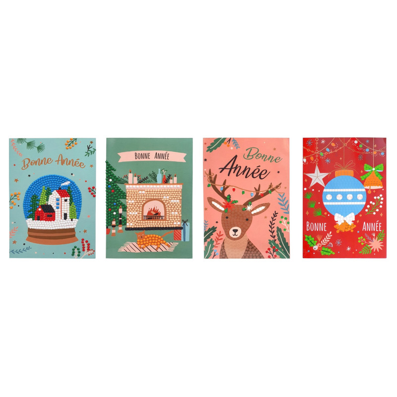 Cartes X4 Diamond Painting Bonne Année 1