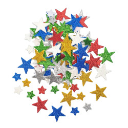 Stickers étoiles de Noël mousse pailleté