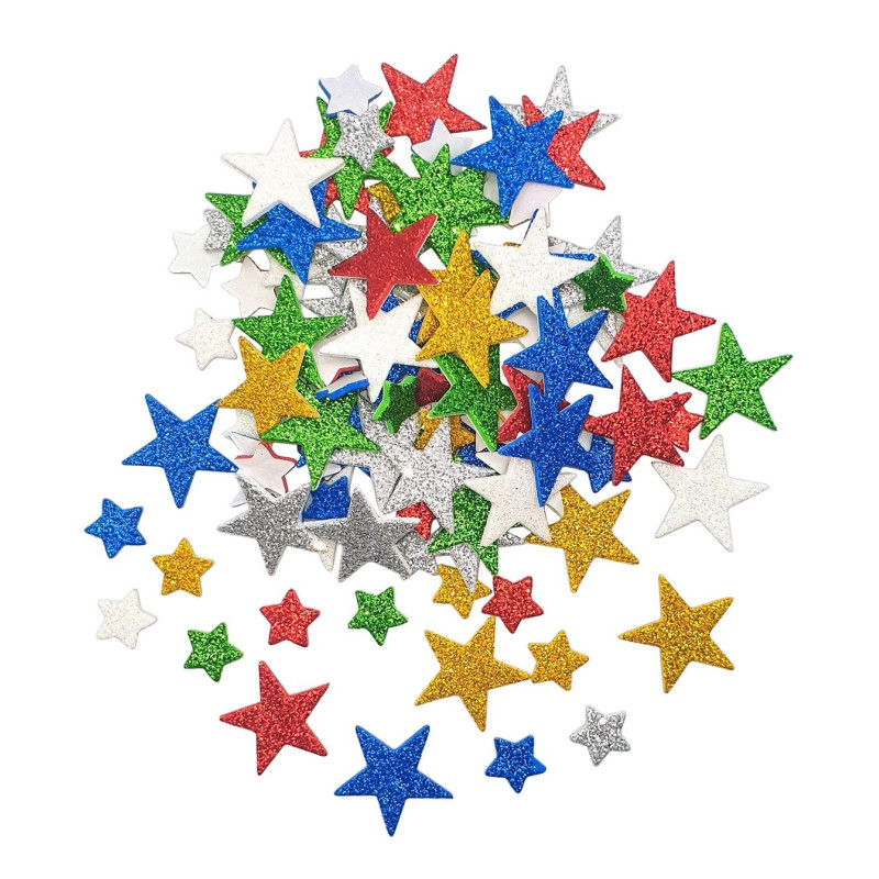 Stickers étoiles de Noël mousse pailleté