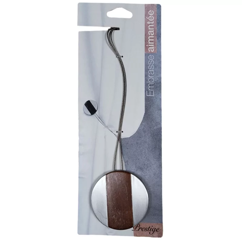 Embrasse Arte MM marron argent bois aimantée Embrasse Arte MM marron argent bois aimantée