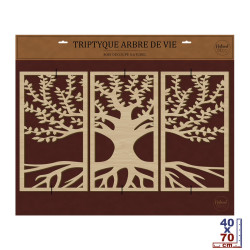 Triptyque Arbre de vie bois 70x40cm