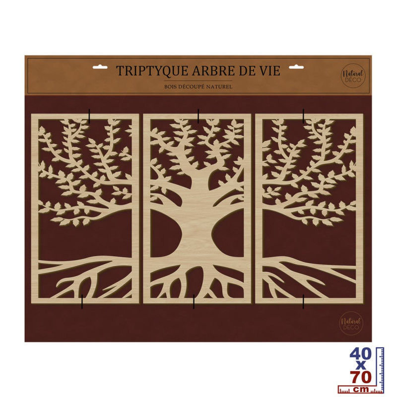 Triptyque Arbre de vie bois 70x40cm Triptyque Arbre de vie bois 70x40cm