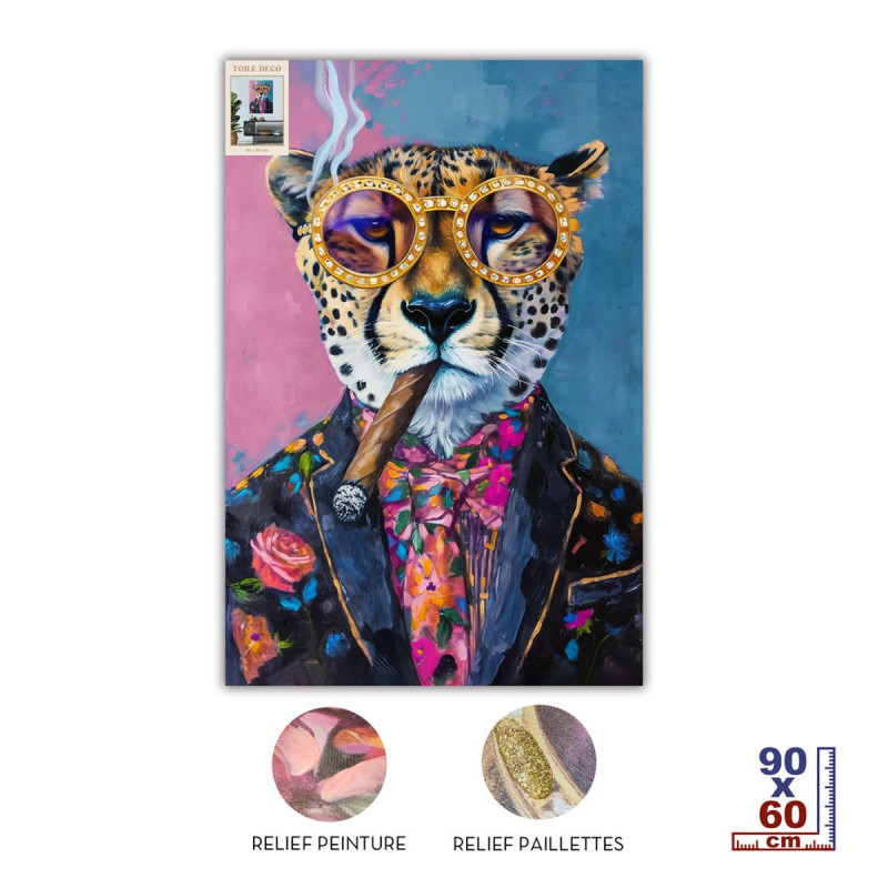 TOILE PAILLETTES GUEPARD LUNETTES CIGARE TOILE PAILLETTES GUEPARD LUNETTES CIGARE