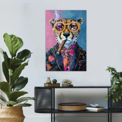 TOILE PAILLETTES GUEPARD LUNETTES CIGARE
