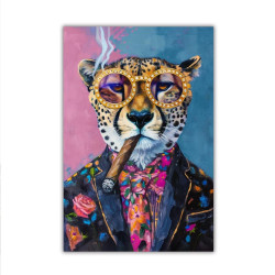 TOILE PAILLETTES GUEPARD LUNETTES CIGARE