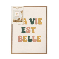 Toile tuftée "La vie est belle" 30x5x40cm
