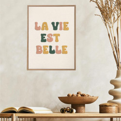 Toile tuftée "La vie est belle" 30x5x40cm