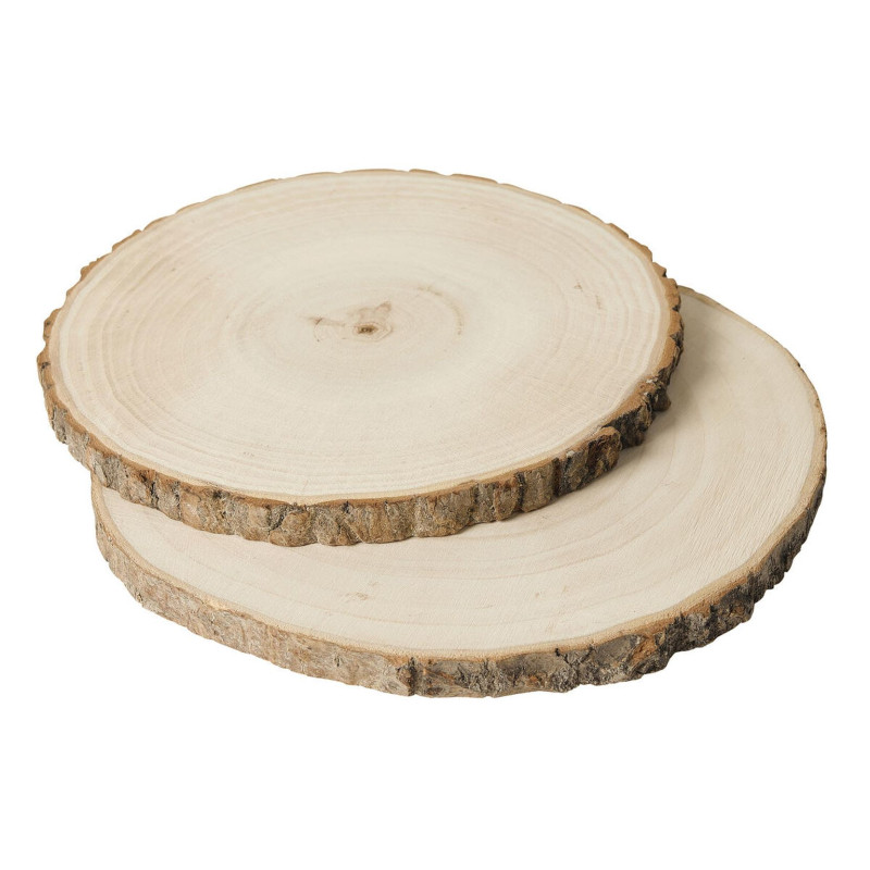 Tranches de bois naturel 18 et 21cmx2 pc