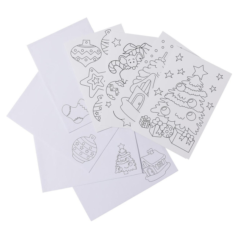 Cartes de vœux à colorier 10,5x16cmx4 pc