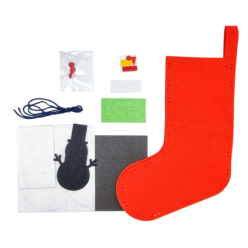 Kit chaussette de Noël rouge feutrine à