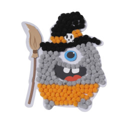 Kit monstre balai en pompons 14,5x18,5cm