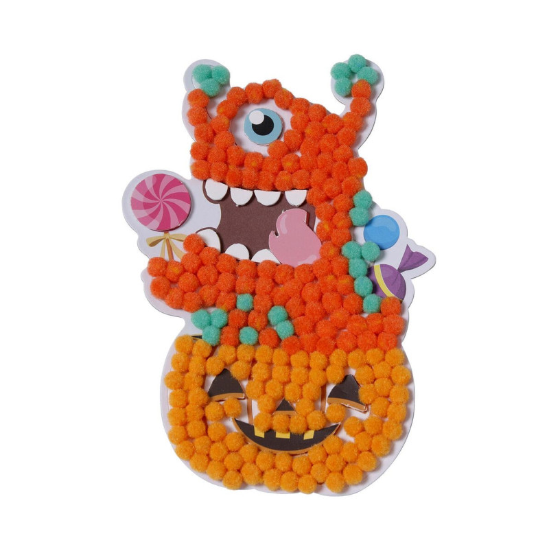 Kit monstre citrouille en pompons 13,5x1