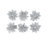 6 Fleurs Poinsettia Velours Argent Ø4,5c