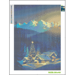 Kit Diamond painting, Nuit de Noël, 30x4