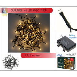 Guirlande 144LED Blanc chaud a piles -