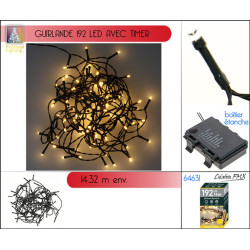 Guirlande 192LED Blanc chaud à piles- 8F