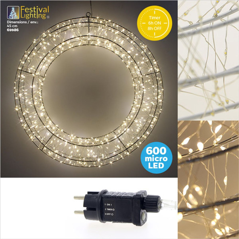 Couronne LED D45cm en métal 600L micro L Couronne LED D45cm en métal 600L micro L