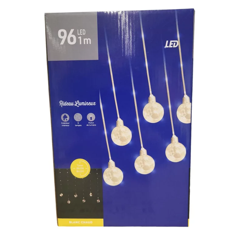 Rideau lumineux de 96 led 120x80cm blanc chaud Rideau lumineux de 96 led 120x80cm blanc chaud