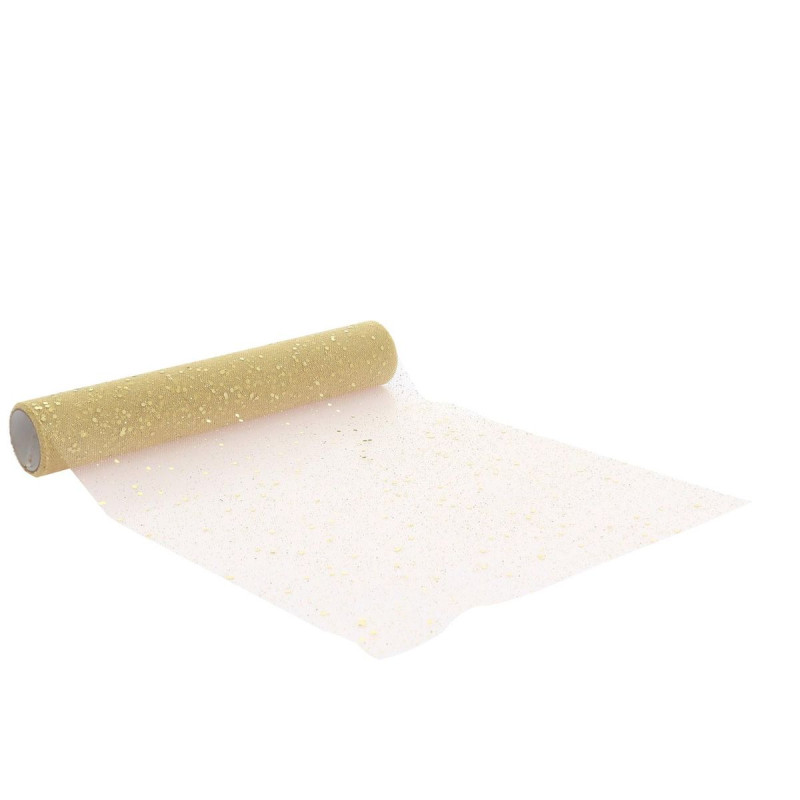 Chemin de Table Tulle Paillettes Or 28cm Chemin de Table Tulle Paillettes Or 28cm