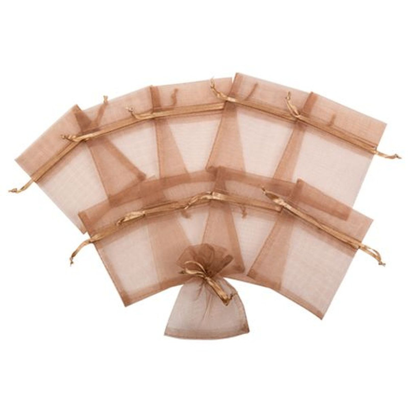 10 Pochons Organza Couleur Kraft 8x10cm