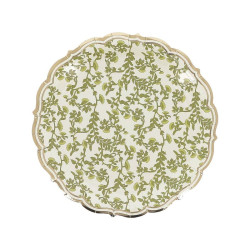 Assiettes X8 Botanica Verde Carton Crème