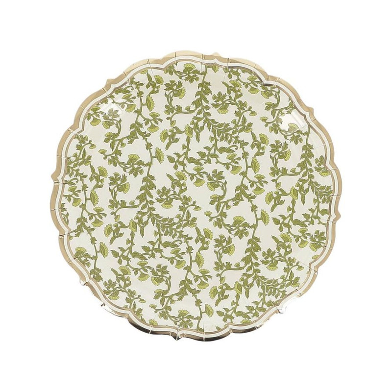 Assiettes X8 Botanica Verde Carton Crème