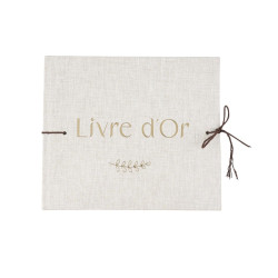 Livre d'Or Carton Effet Lin et Or 19x22c