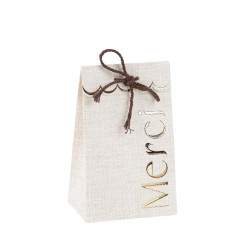 Sachets X10 "Merci" Papier Effet Lin et
