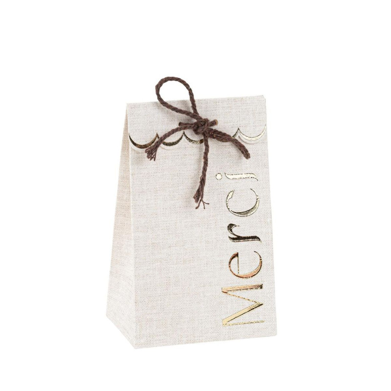 Sachets X10 "Merci" Papier Effet Lin et Sachets X10 "Merci" Papier Effet Lin et