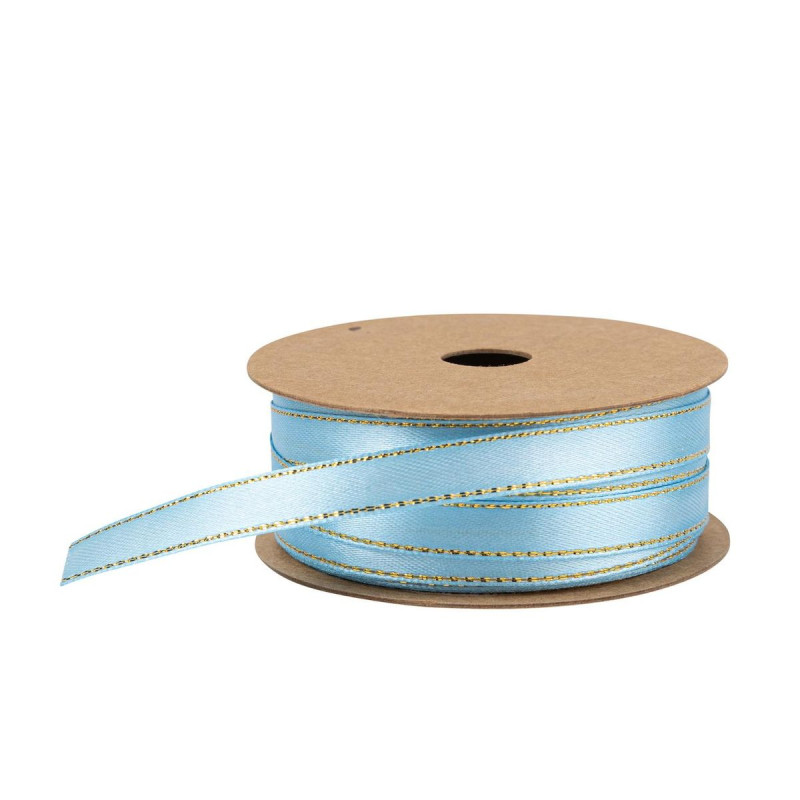 Ruban Satin Bleu et Liseré Or 1cmx5m