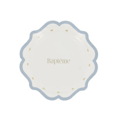 Petites Assiettes X8 "Baptême" Carton Bl
