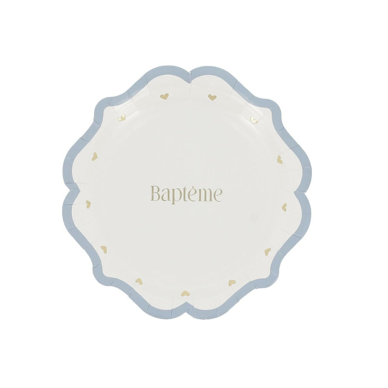 Petites Assiettes X8 "Baptême" Carton Bl Petites Assiettes X8 "Baptême" Carton Bl