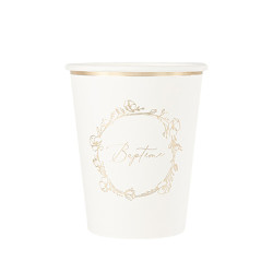 Gobelets X8 Baptême Carton Crème et Or 2