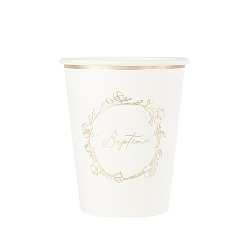 Gobelets X8 Baptême Carton Crème et Or 2