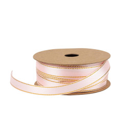Ruban Satin Rose et Liseré Or 1cmx5m